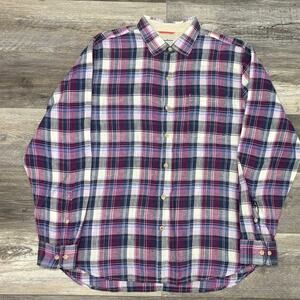Tommy Bahama‎ Madras Plaid Purple Mens XL 100% Linen Coastal Button-Up Shirt EUC